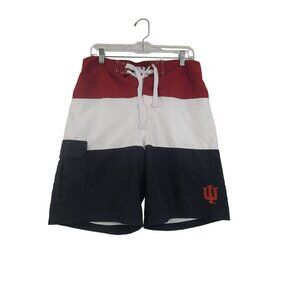 Pro Edge Men's Swimsuit Board Shorts Striped Red, White and Blue Size M